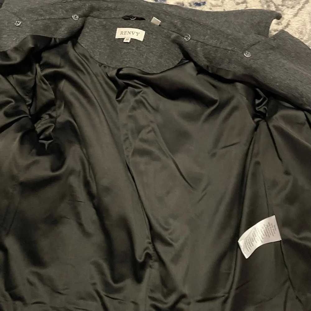 Renvy Bomber Women's Medium M Asymmetrical Lined Belted Gray Black Jacket - Picture 5 of 5